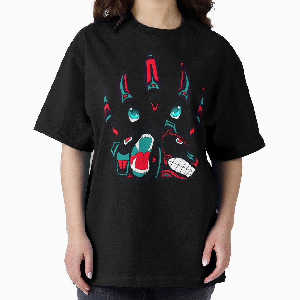 Tlingit Wolf and bear claw (Black) by RobsArtwork Unisex , , , Long Sleeve Tee