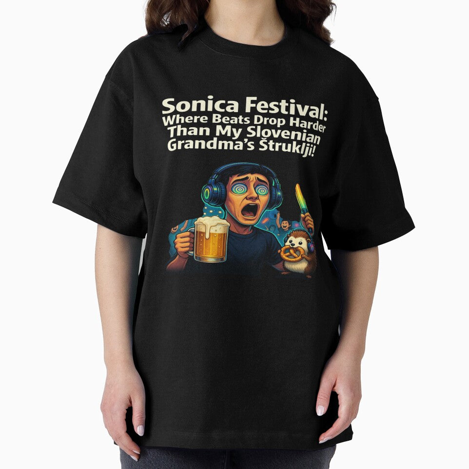 Sonica Festival Funny T-Shirt | EDM Rave Humor Graphic Tee | Techno Music Festival Design | DJ Party Meme Shirt by Sushikidsntod