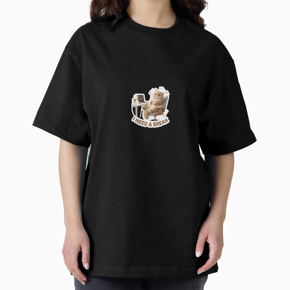 I Need a Break – Beige Office Cat Chaos Sticker by wildbest