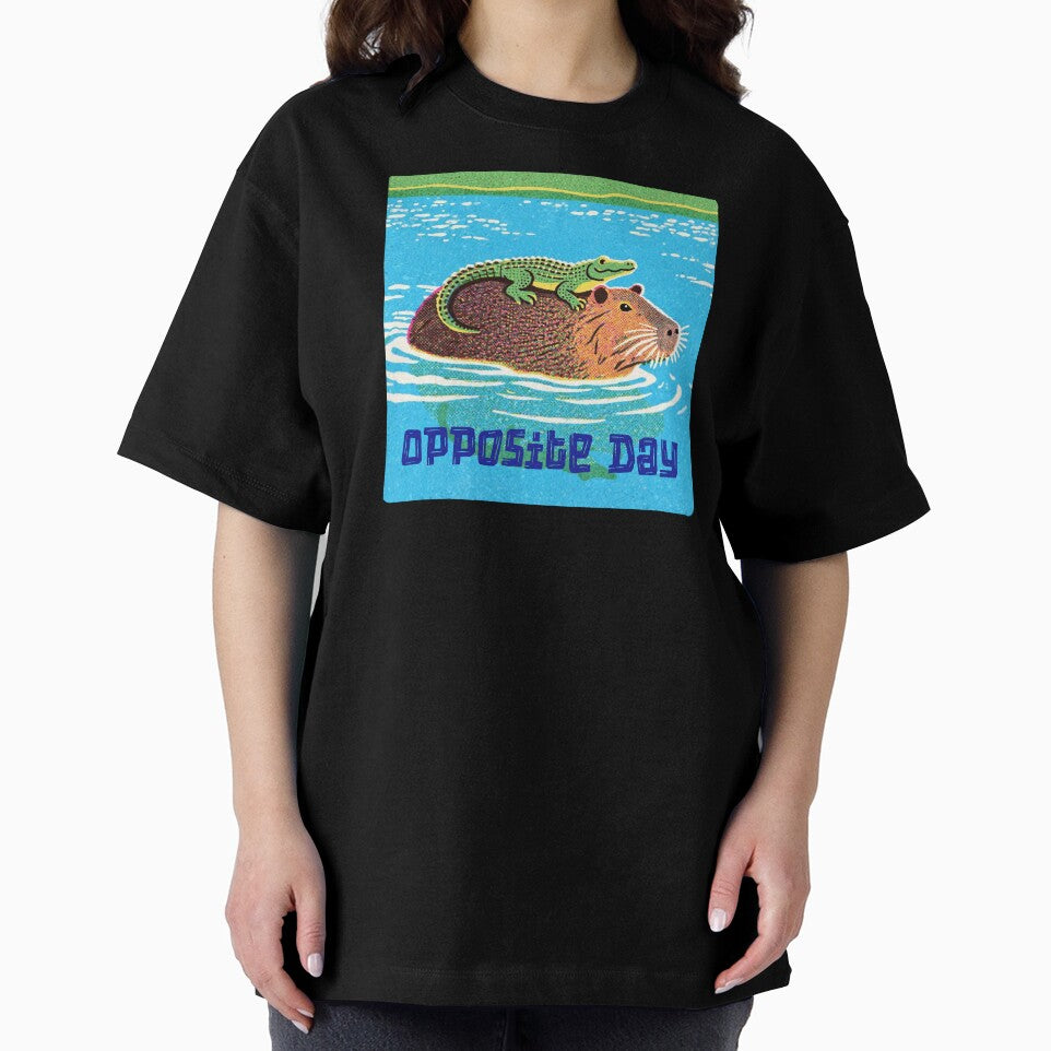 Opposite Day Capybara and Alligator Retro Comic Style by FIREDesignsPOD
