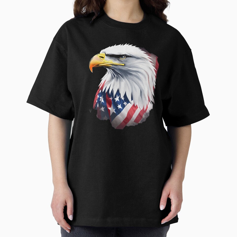 4th of July portrait of an eagle against the background of the flag by jkrphoto
