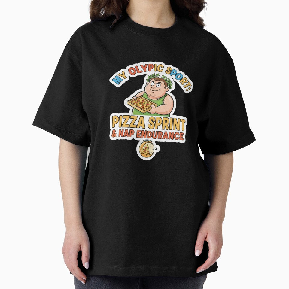 My Olympic Sport: Pizza Sprint & Nap Endurance – Funny Food Lover T-Shirt & Sticker Design by Sushikidsntod