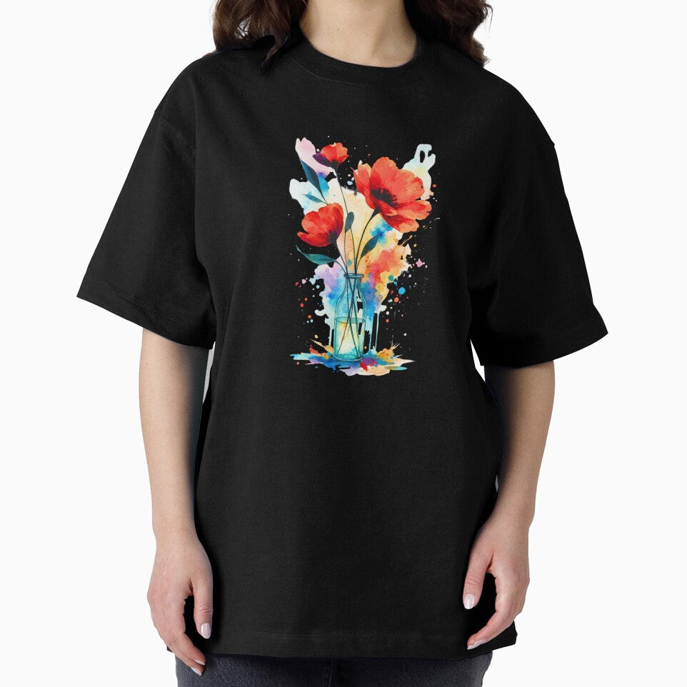 Red Poppy Watercolor Vase - Unique Art Print Design by ExploreAura Studio