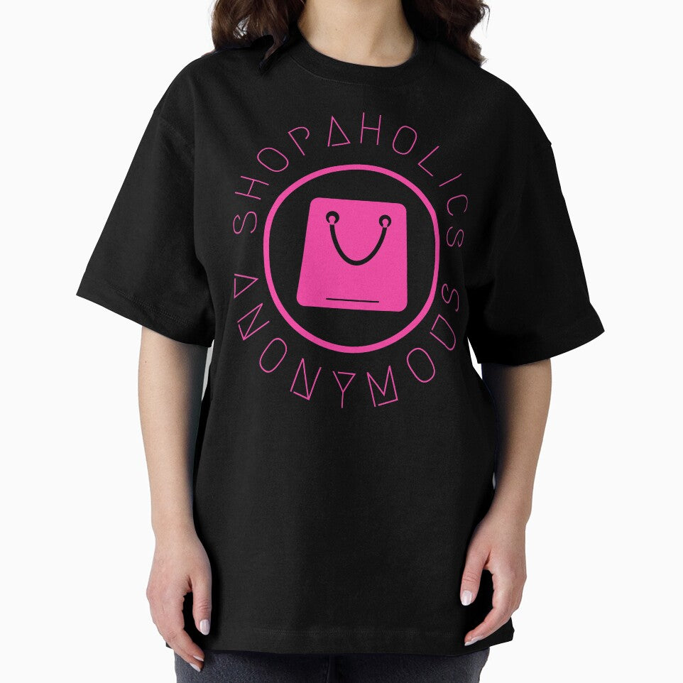 Shopaholics Anonymous logo on purple by shmupod