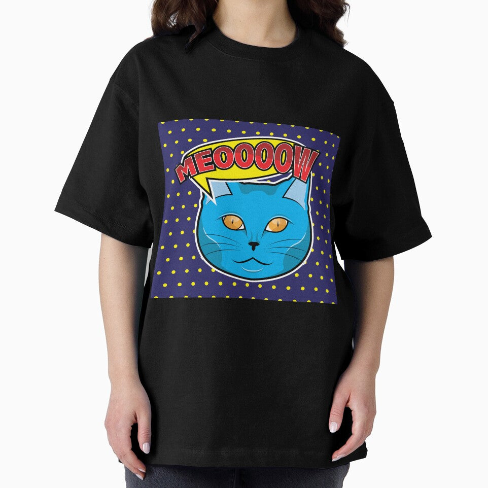 Cat Face Pop Art Illustration by leen12 Art Designs Prints Unisex , , , Long Sleeve Tee