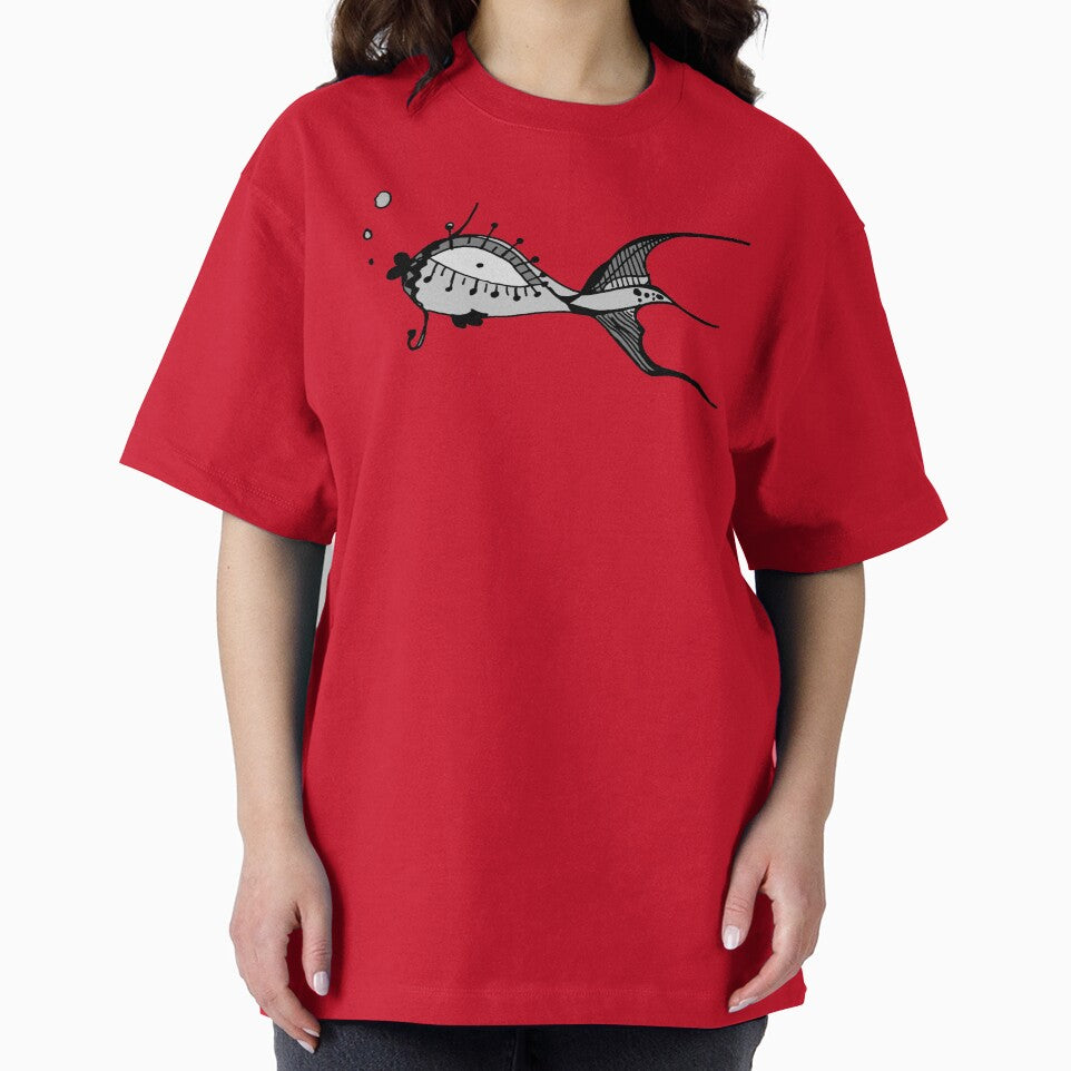 The Odd Fish — Ornate Ink Illustration Grayscale by zzaim