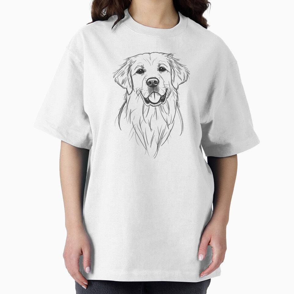 Happy Golden Retriever Ink Sketch by Piising