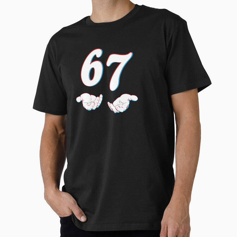 Number 67 Cartoon Hands • Funny Streetwear Number Art by TheTeeManiac