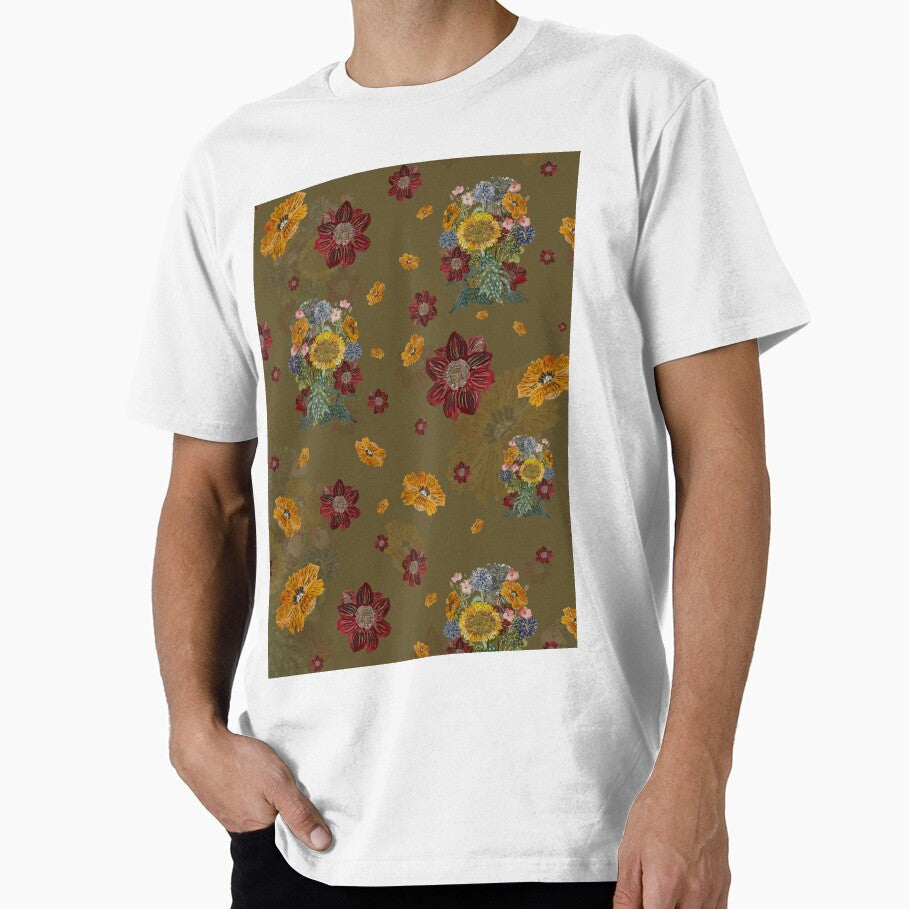 Bouquet flower seamless pattern on ocher background by Yana Mustafina | Boho Soulful Designs