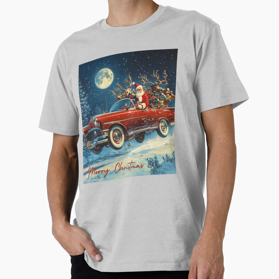 Crazy Santa Claus in a Classic Christmas Retro Car by The Art of Kkatarynka