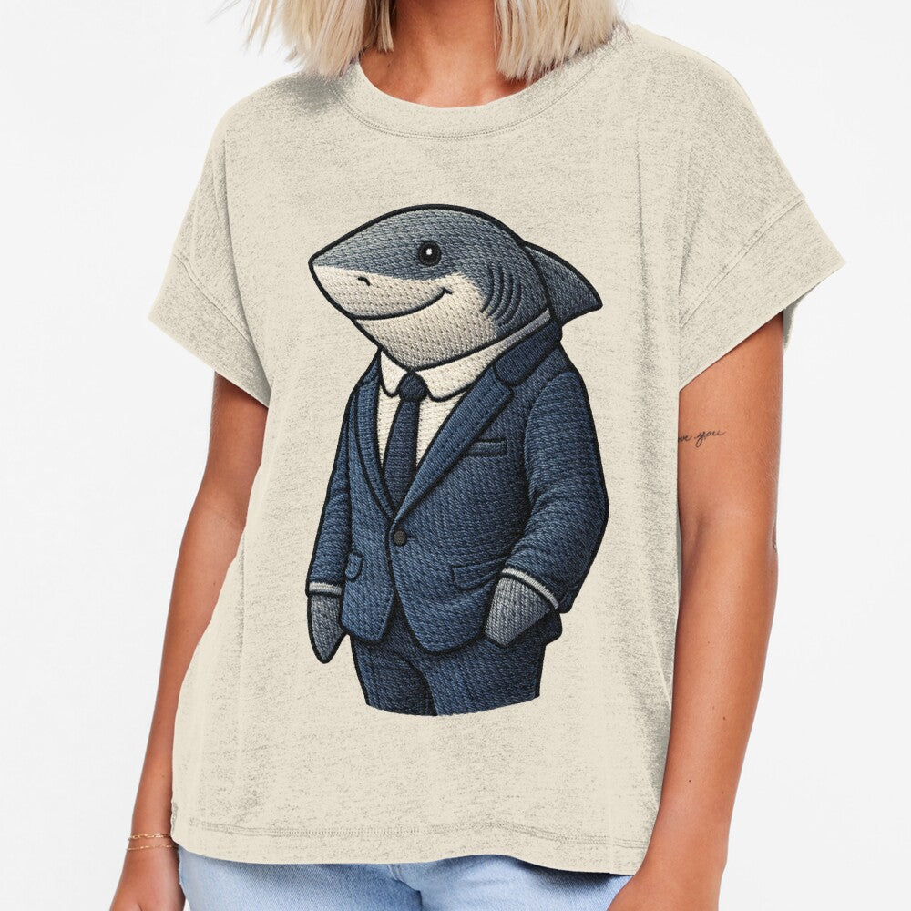 Minimalist Business Shark – Corporate Hustle Embroidered Patch Aesthetic by ColorSplash123