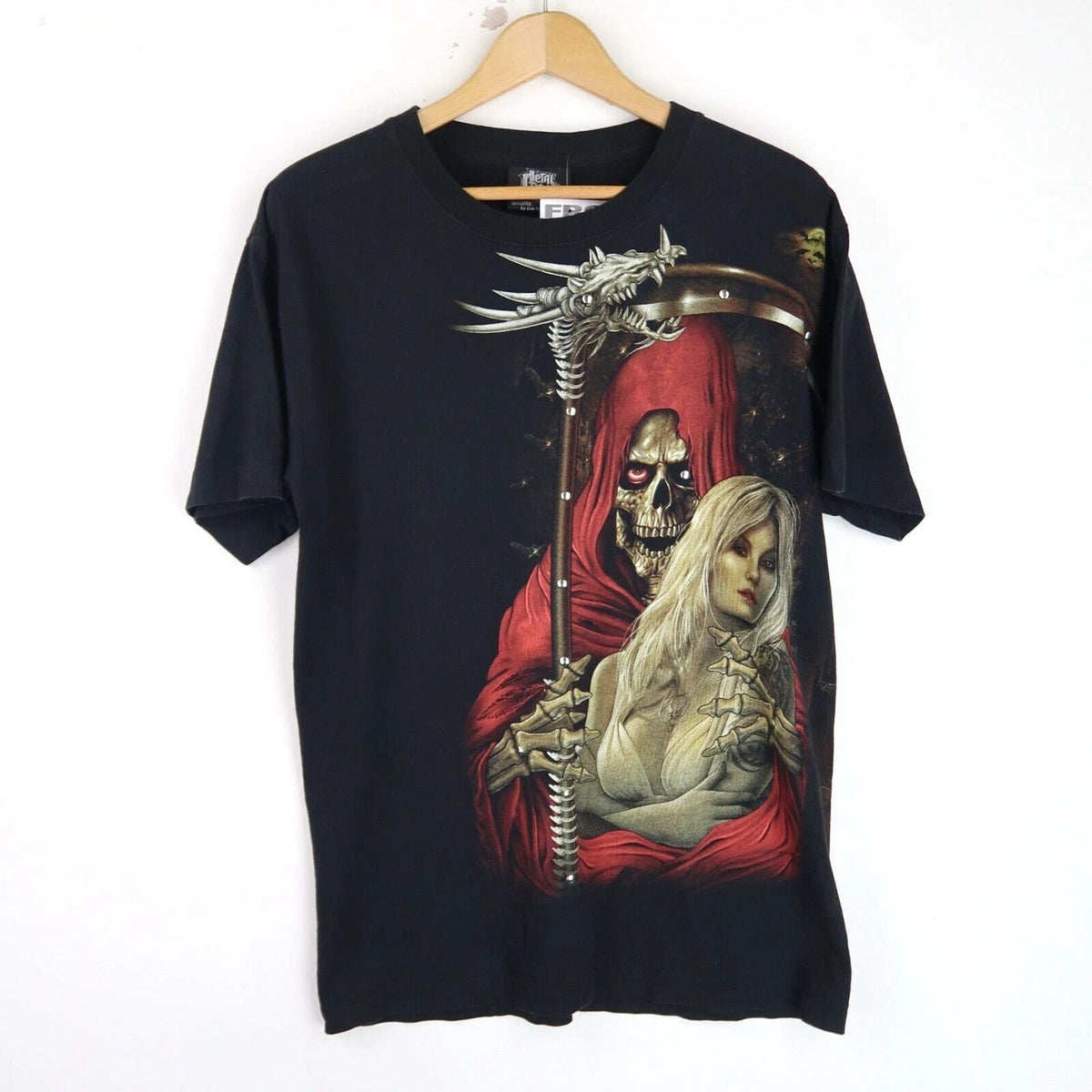 Vintage 90'S Fantasy Skeleton Graphic SZ M (T7568) Unisex , , , Long Sleeve Tee