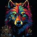 Colourful Fantasy Wolf Face Mens 100% Cotton Unisex , , , Long Sleeve Tee