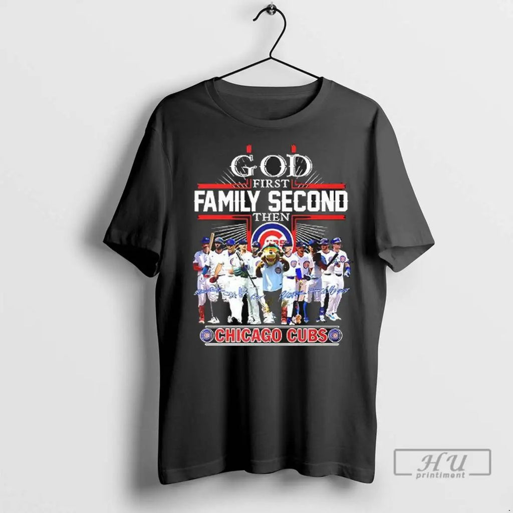 Officials God First Family Second Then Chicago Cubs Signature T Shirts Unisex , , , Long Sleeve Tee