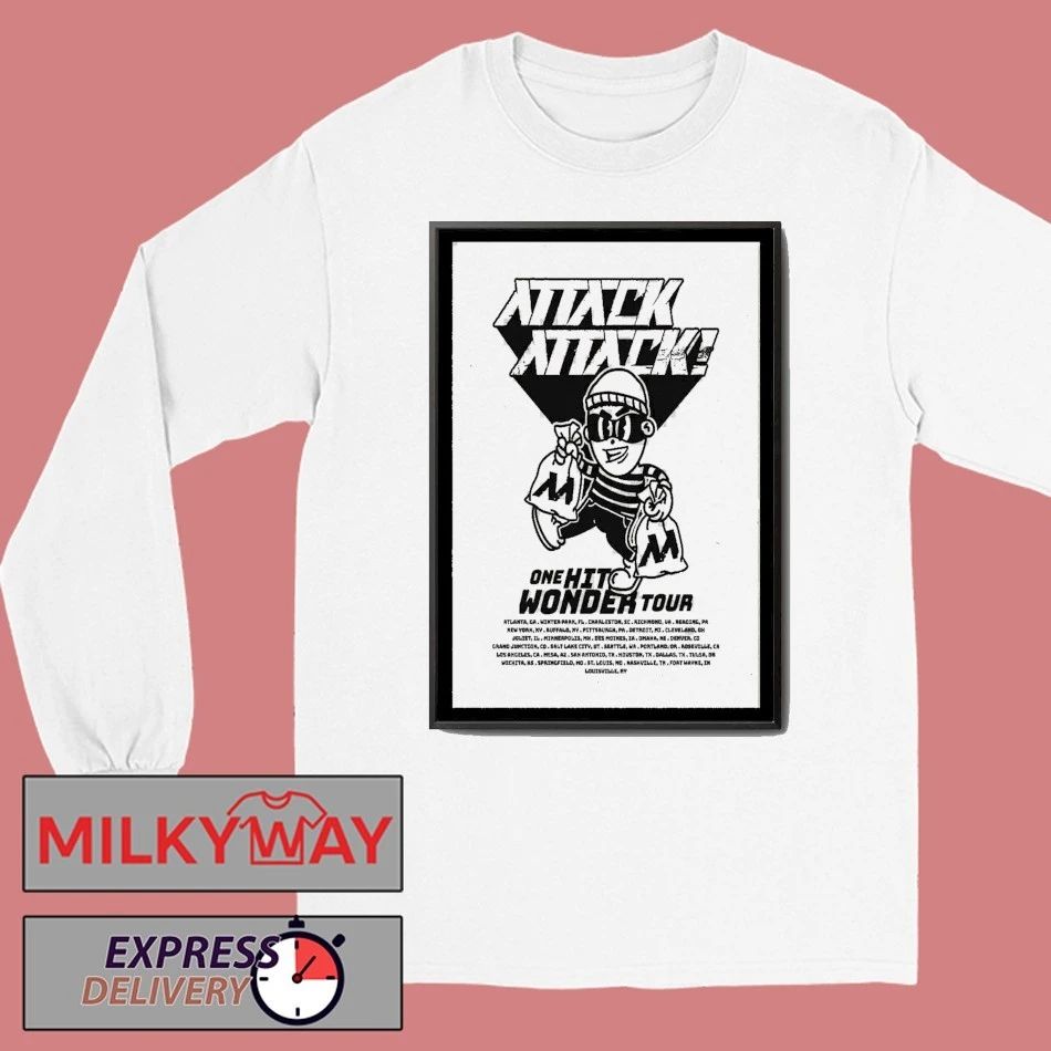 Poster One Hit Wonder Tour 2025 Attack Attack shirt Unisex , , , Long Sleeve Tee
