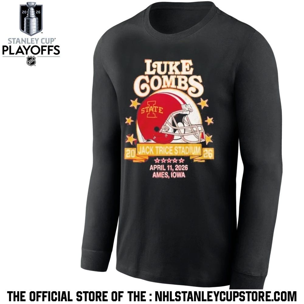 Luke Combs Ames Iowa 2026 Exclusive Tour Merch Tee At Jack Trice Stadium April 11 2026 Iowa State Cyclones Helmet Shirt