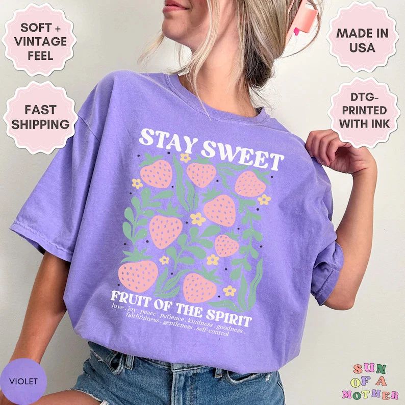 Boho Christian Strawberry Comfort Tee Shirt Fruit Graphic Unisex , , , Long Sleeve Tee