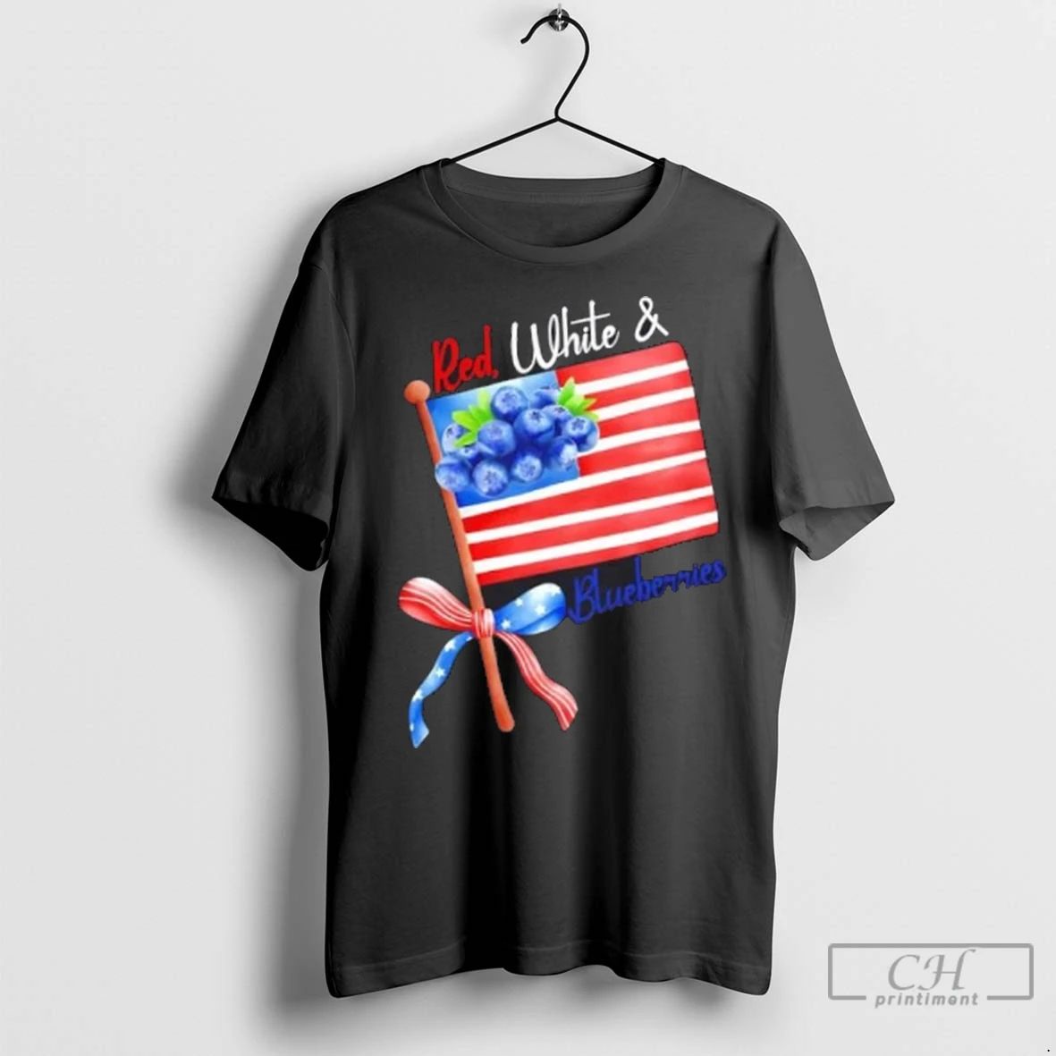 Premium Red White And Blueberries American Usa Flag Unisex , , , Long Sleeve Tee