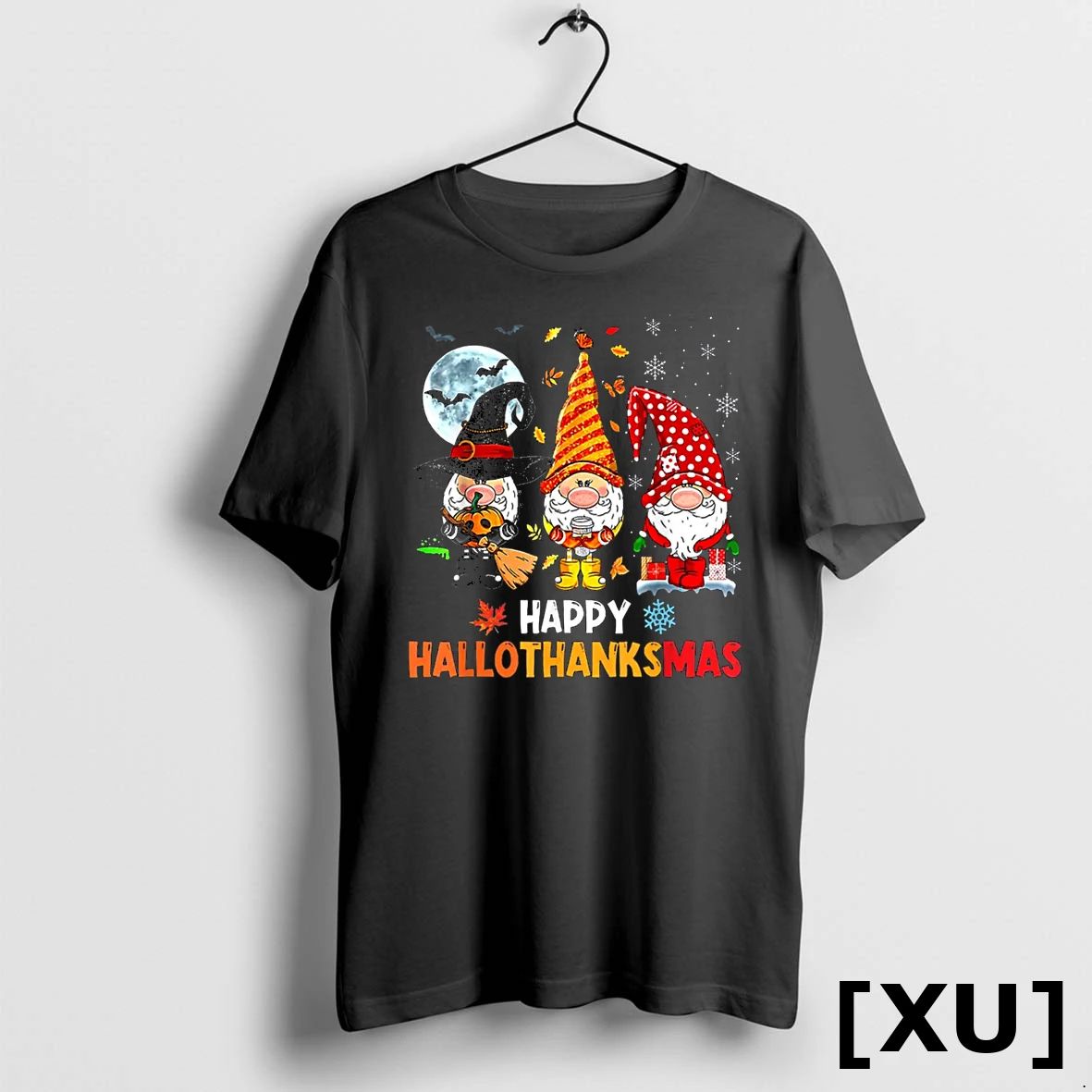 Gnome Hallothanksmas Halloween Thanksgiving Christmas Tshirts Sweater Unisex , , , Long Sleeve Tee