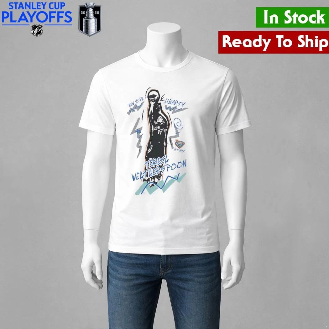 Teresa Weatherspoon New York Liberty Mitchell & Ness Court Origins Chalked Up Shirt Unisex , , , Long Sleeve Tee