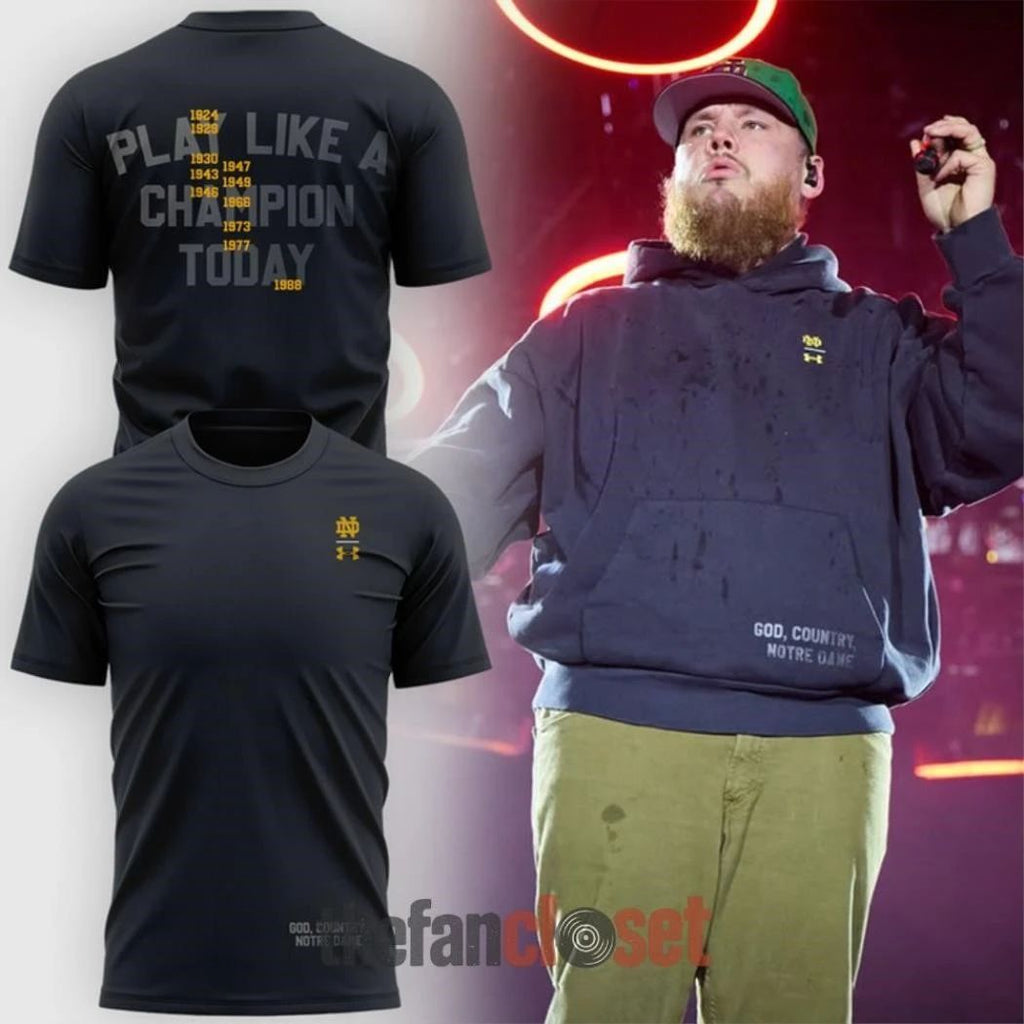 Notre Dame Football “GOD, COUNTRY, NOTRE DAME – Play Like A Champion” Shirt Unisex , , , Long Sleeve Tee