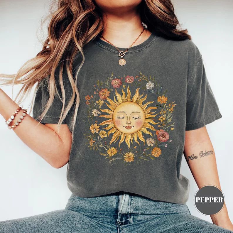 Boho Spiritual Sun Comfort Tee Cute Bohemian Shirt Unisex , , , Long Sleeve Tee