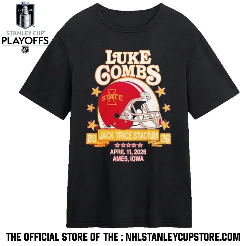 Luke Combs Ames Iowa 2026 Exclusive Tour Merch Tee At Jack Trice Stadium April 11 2026 Iowa State Cyclones Helmet Shirt