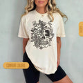 Boho Skull Flower Skeleton Comfort Tee Hippie Floral Gothic Art Gift Unisex , , , Long Sleeve Tee