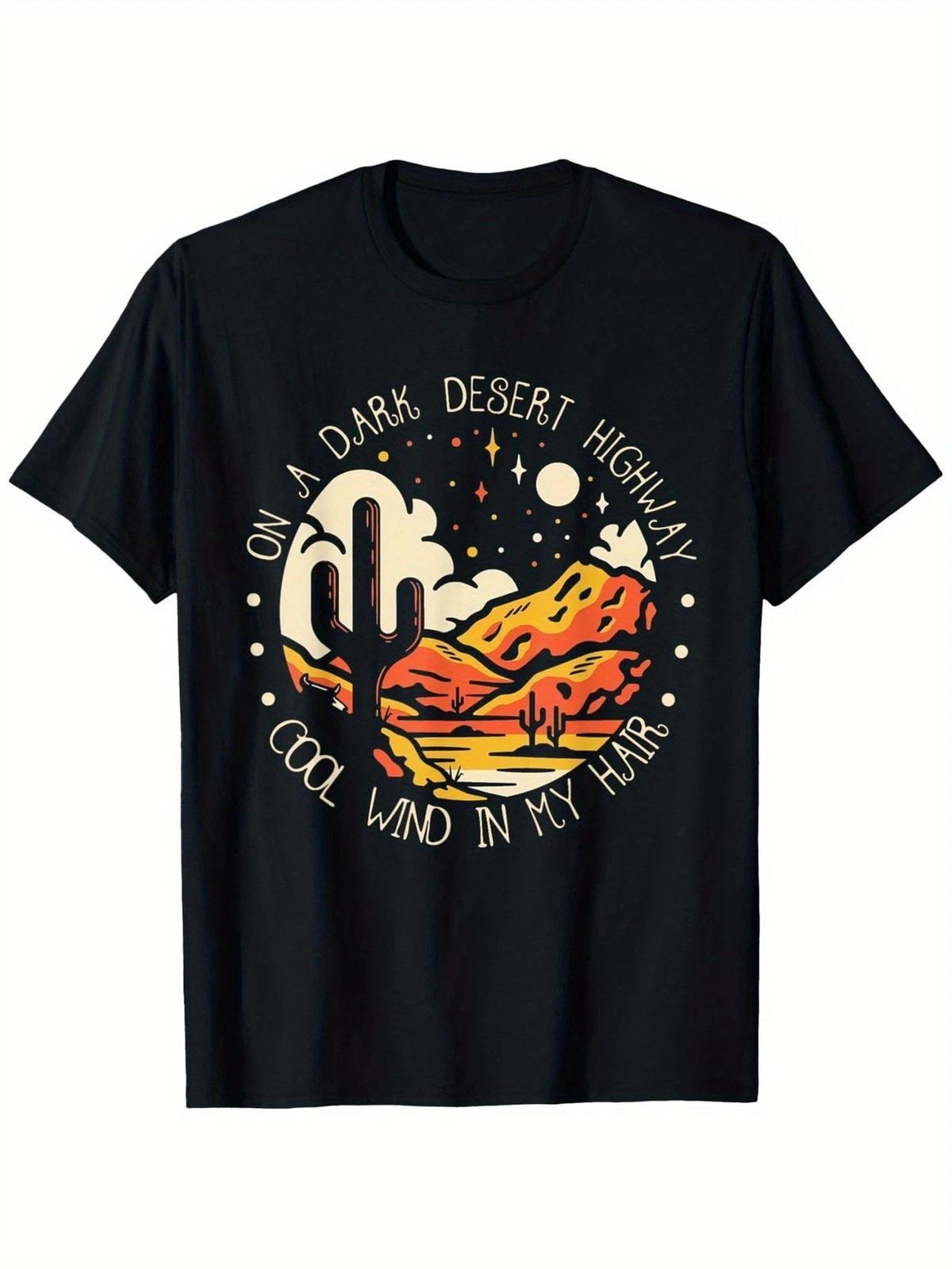 Plus Size, Women's Plus Size 0XL-5XL Oversized - Boho Desert Night Sky Unisex , , , Long Sleeve Tee