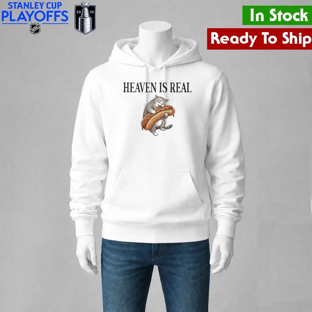 Cat Hotdog Heaven Is Real Shirt Unisex , , , Long Sleeve Tee