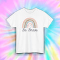 Be Brave Inspirational Quote Leopard Rainbow Motivational Boho S-5XL Unisex , , , Long Sleeve Tee