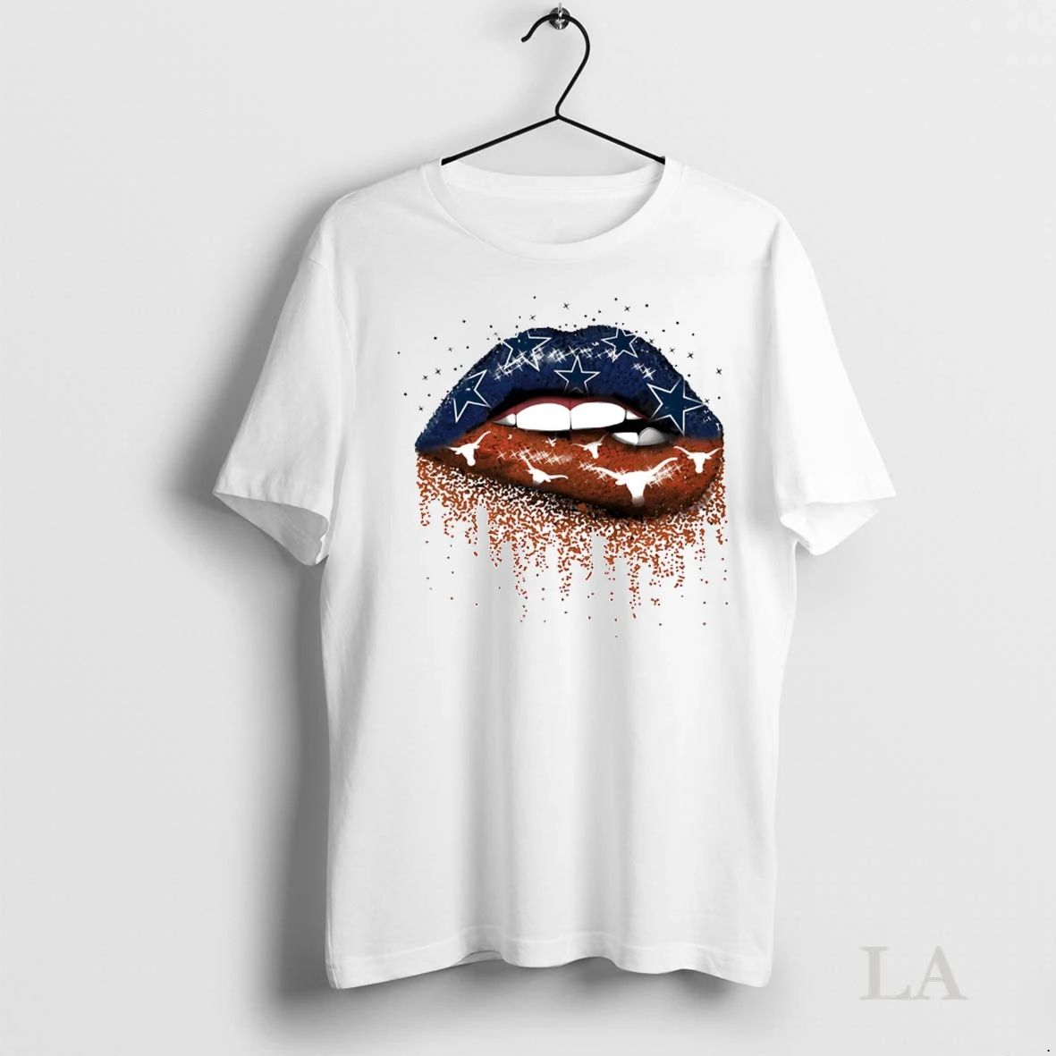 Original Dallas Cowboys And Texas Longhorns Lips Falling Hearts Unisex , , , Long Sleeve Tee