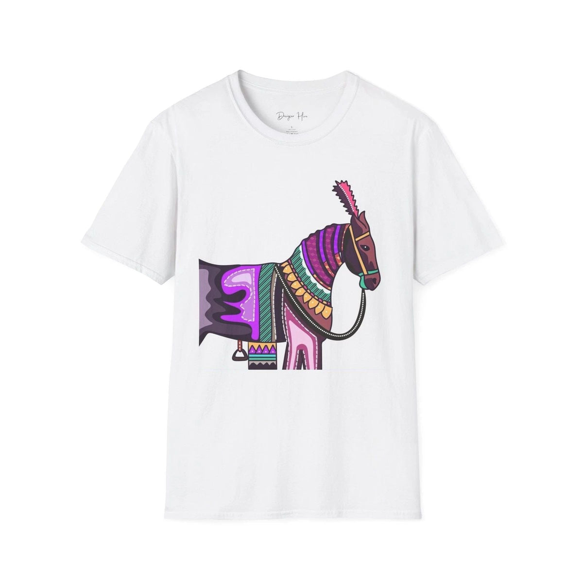 Colorful Decorative Donkey | Boho Folk Art Animal Tee Unisex , , , Long Sleeve Tee
